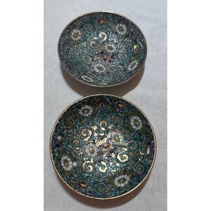 2 Vintage Japanese Porcelain Ware Hong Kong Hand Painted Floral Mini Bowls